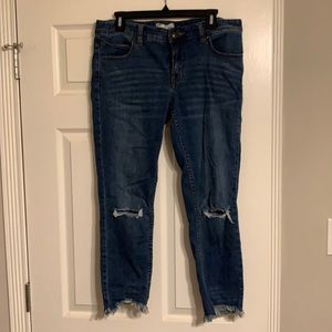 Free people distressed denim blue jeans